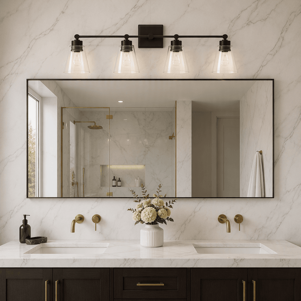 Modern 4-Light Cone Glass Wall Sconce | Minimalist Bathroom Vanity Light Fixture