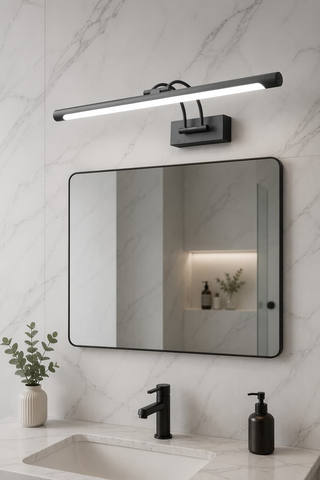 Modern Slim LED Bathroom Mirror Light | Linear Vanity Wall Lamp with Adjustable Design