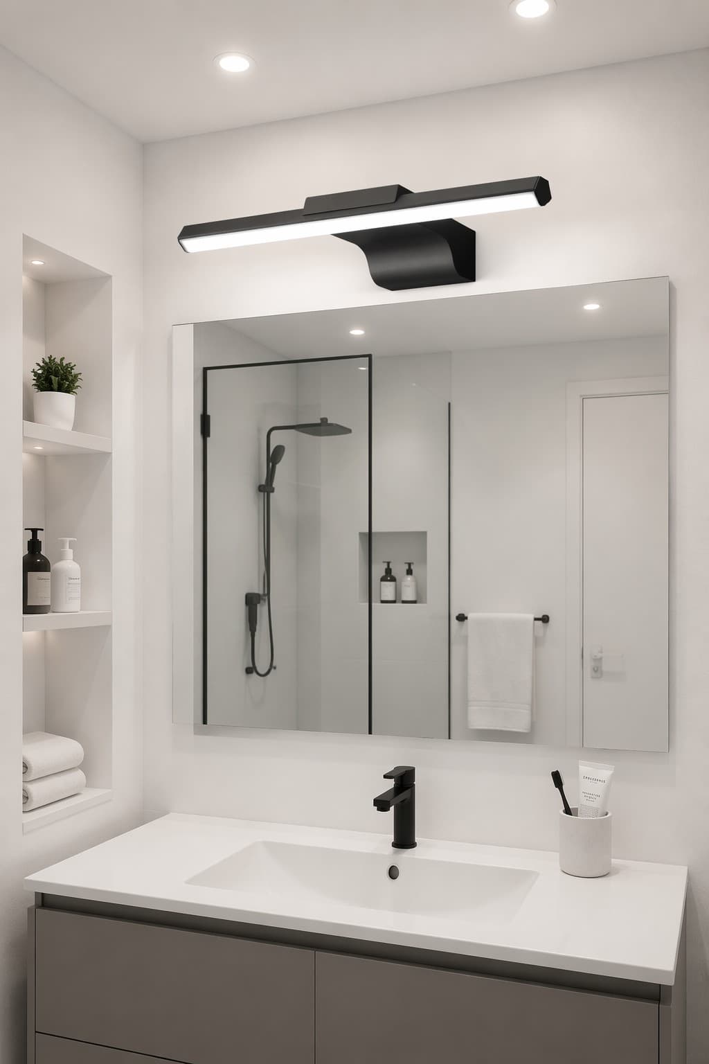 Modern Slim LED Vanity Mirror Light | Adjustable Linear Wall Lamp for Bathroom & Hotel Projects