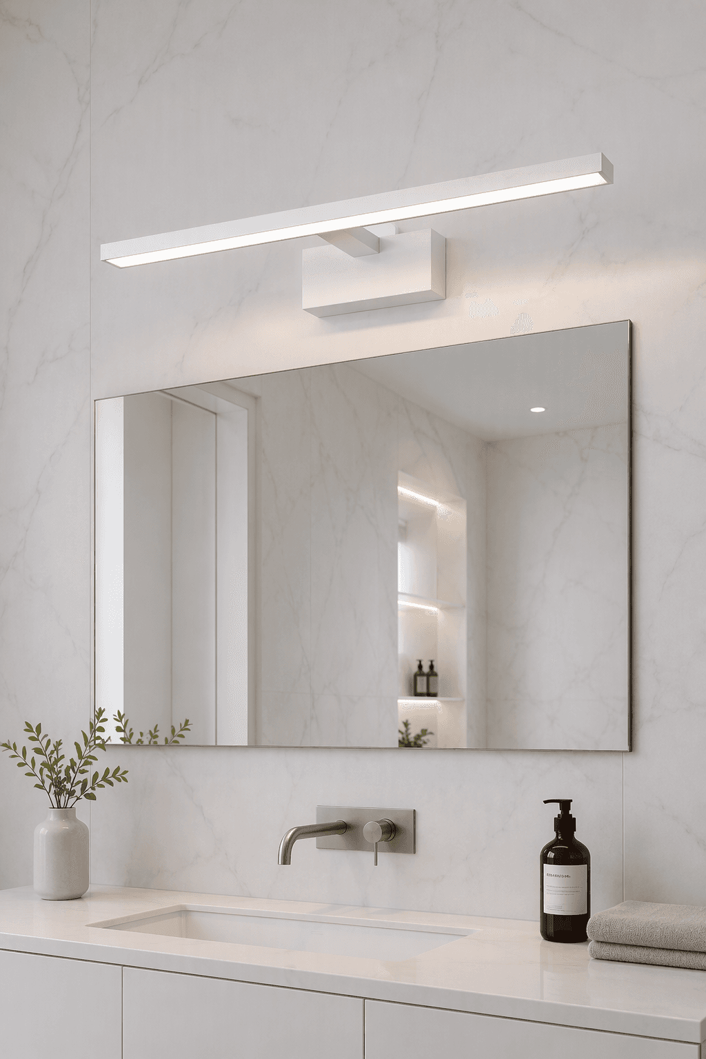 Geometric Slim Square Profile LED Mirror Front Light for Modern Bathrooms