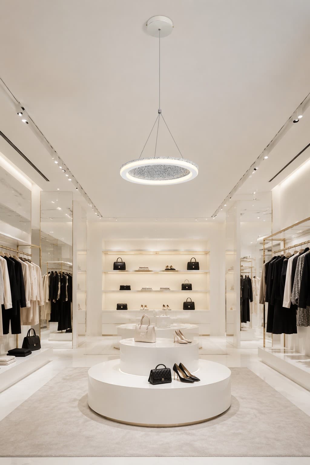 Luxury Minimalist LED Ring Pendant Light with Premium Crushed Crystal Inlay