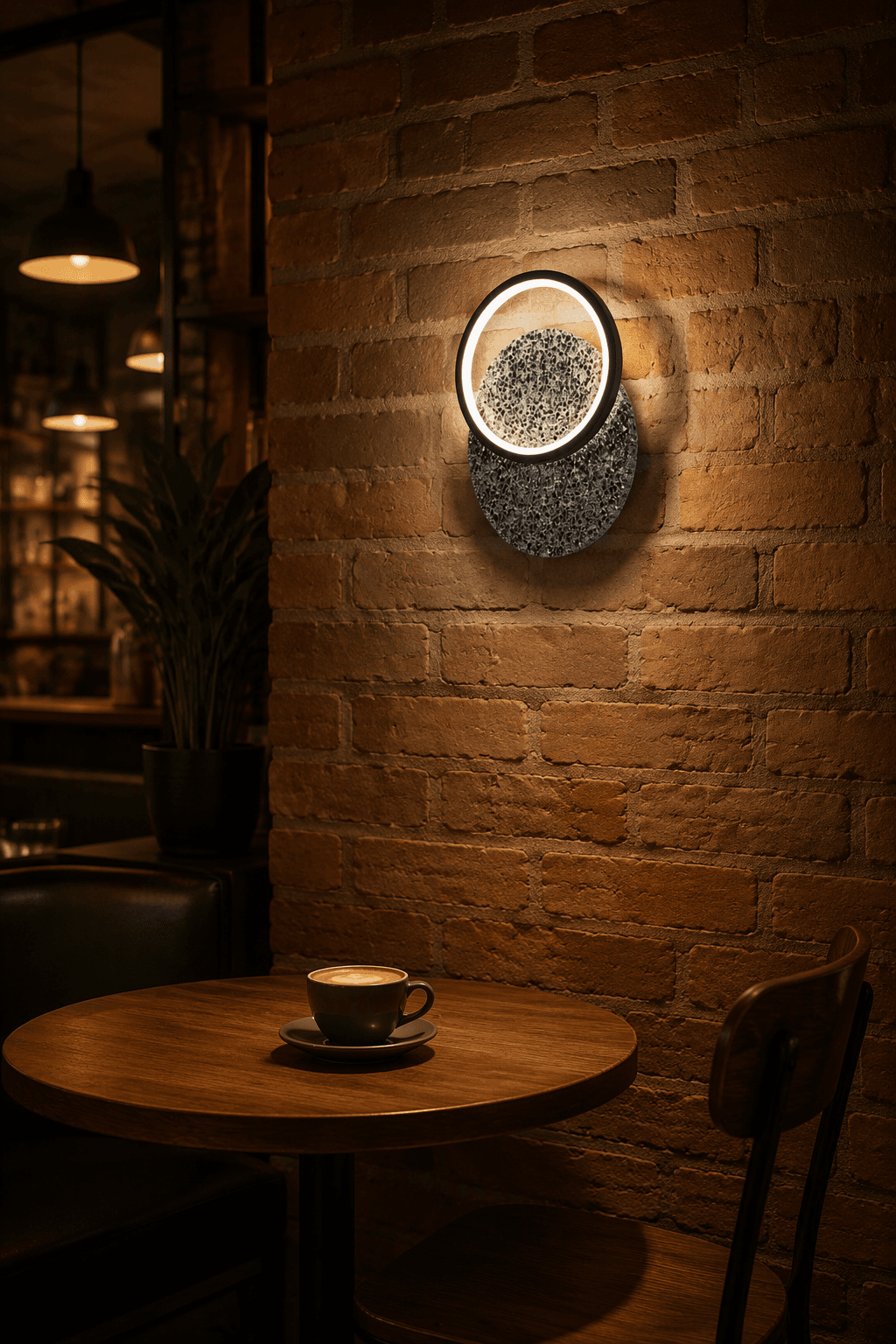 Nordic Minimalist Single Ring LED Wall Lamp with Volcanic Stone Base - Compact Contemporary Sconce for Corridor & Bedroom
