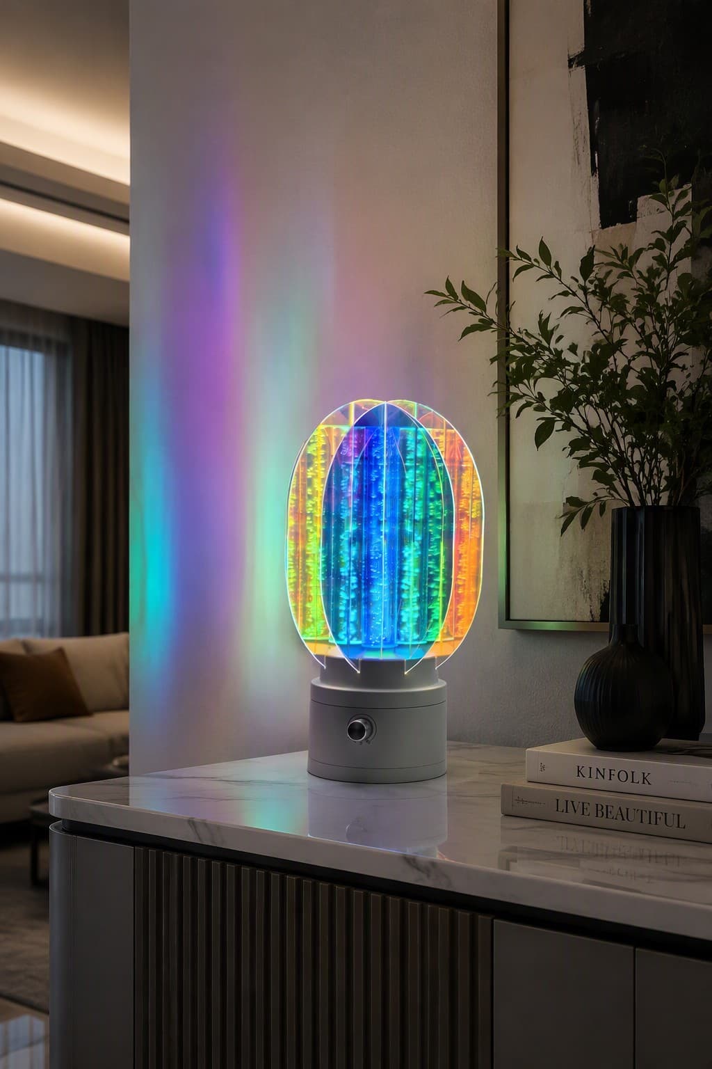 360° Rotating Iridescent Aurora Table Lamp with RGB Mood Lighting & Twist Control