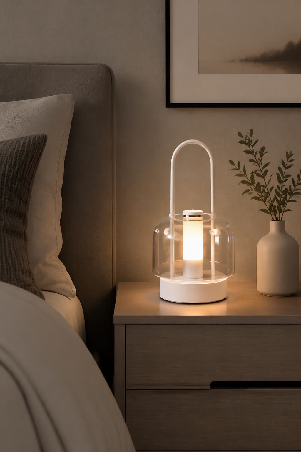 Industrial Modern Rechargeable Camping & Table Lamp with 3-Color CCT & Portable Handle