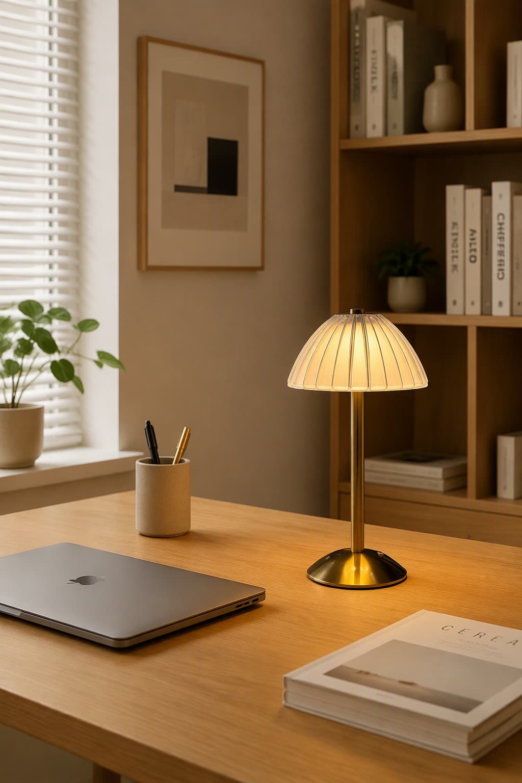 Modern Nordic Acrylic Rechargeable LED Table Lamp with 3-Color CCT & Metallic Base