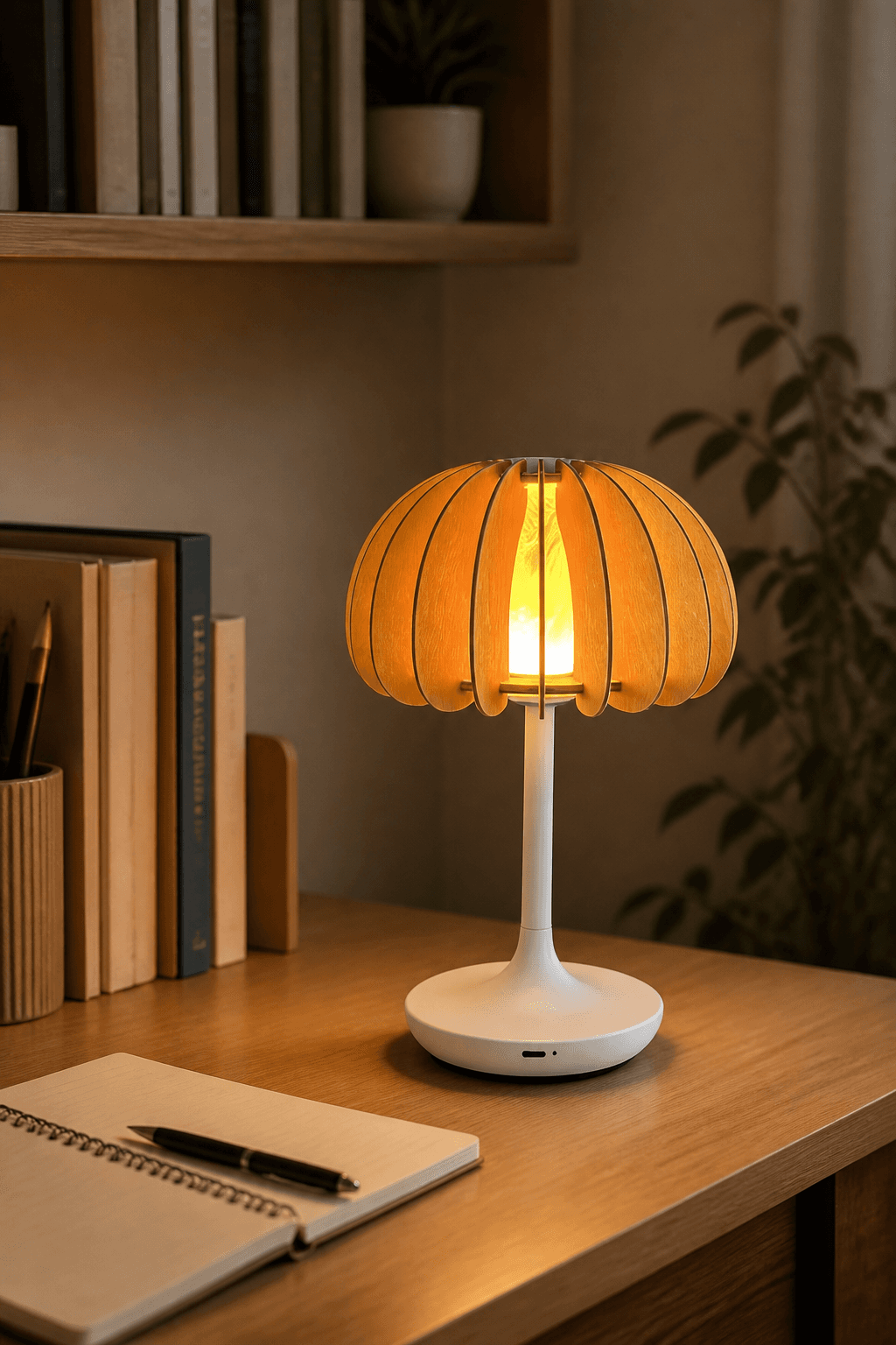 Wooden Pumpkin Rechargeable LED Table Lamp for Restaurants & Hospitality