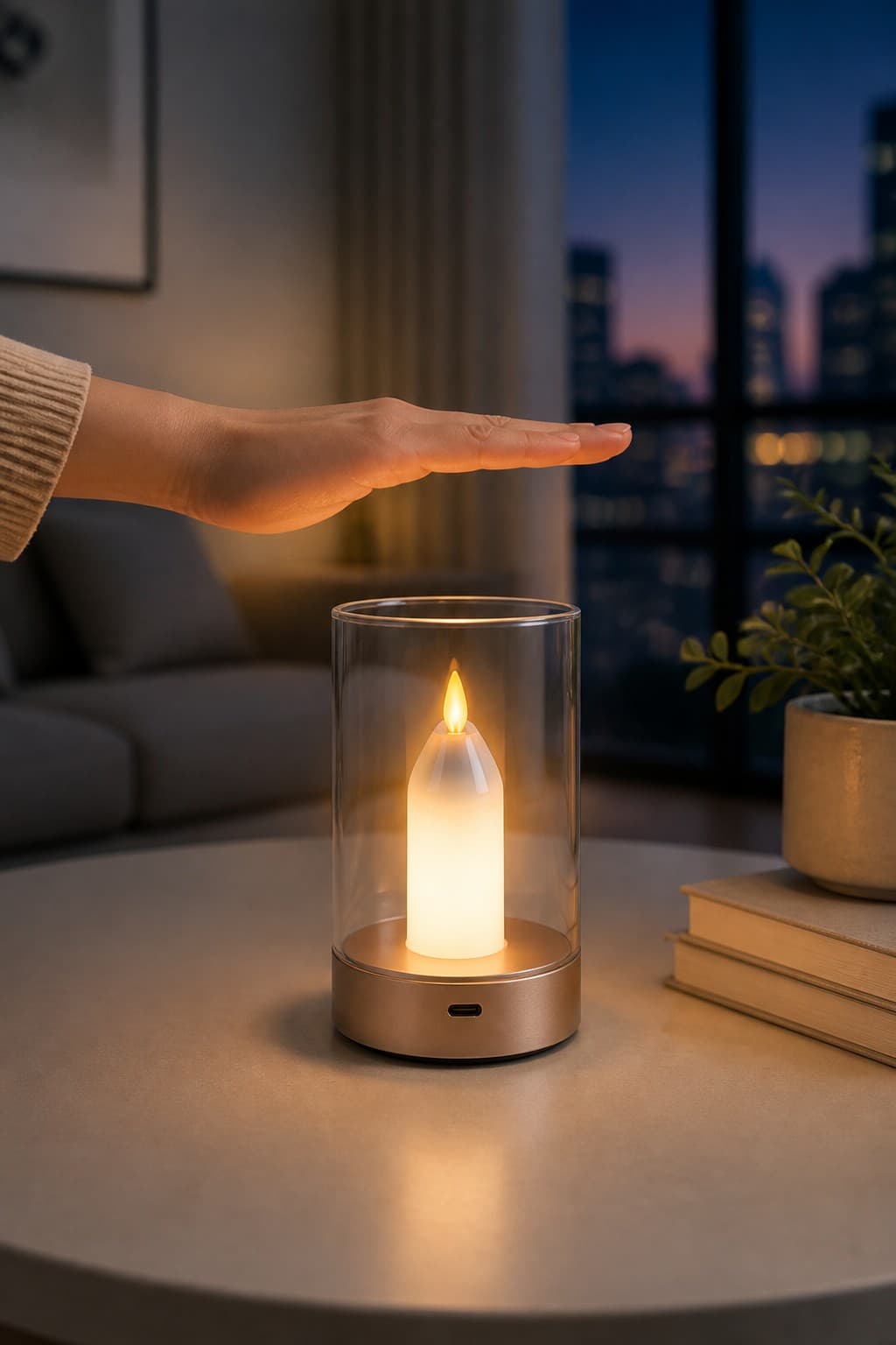 Factory Direct Smart Gesture Control Rechargeable LED Candle Lamp with Realistic Flickering Flame