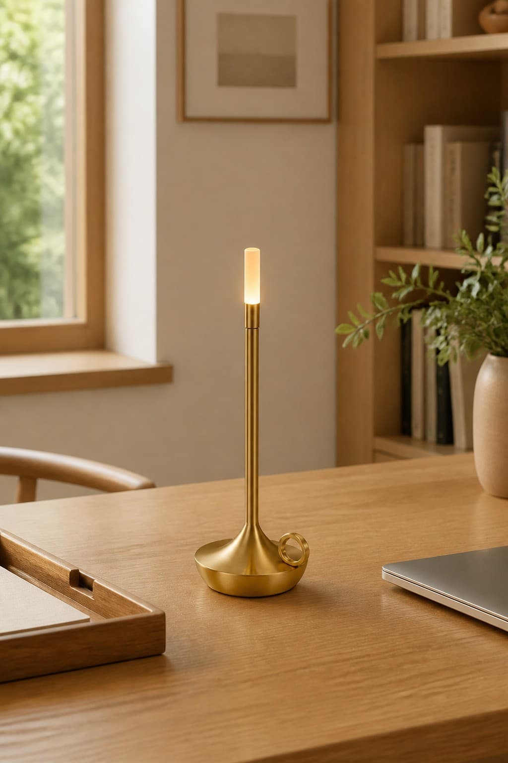 Factory Direct Professional Aluminium Rechargeable LED Atmosphere Lamp with Ring-Handle Base