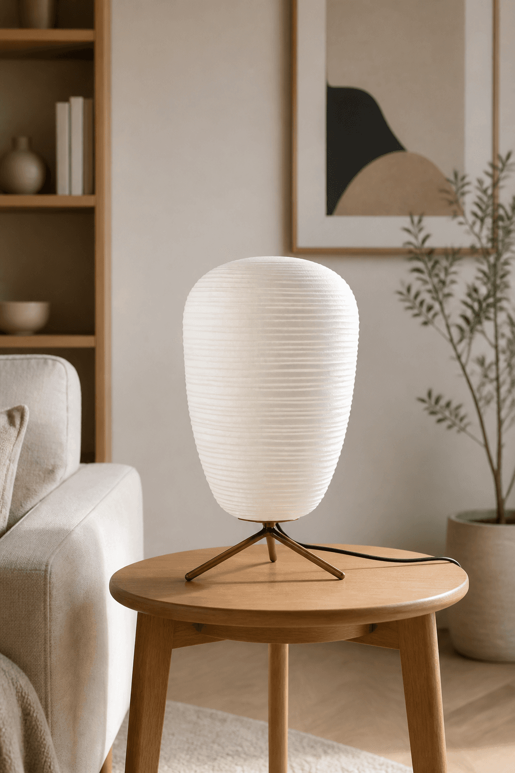 Nordic Frosted Ribbed Glass Table Lamp for Bedroom & Living Room