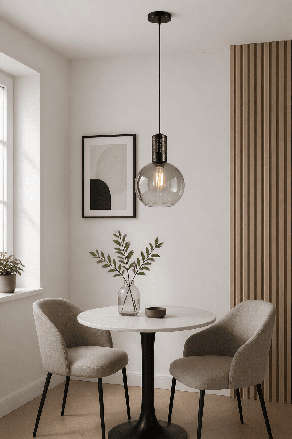 Modern Glass Pendant Light | Smoky Gray & Amber Hanging Lamp