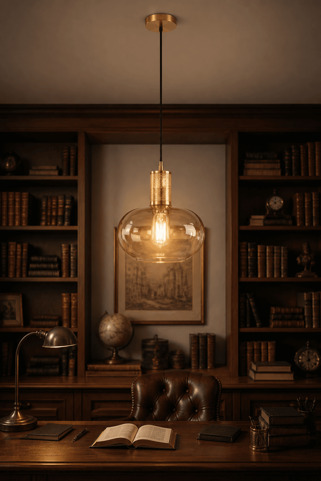 Modern Glass Pendant Light | Smoky Gray & Amber Hanging Lamp (250*250mm)