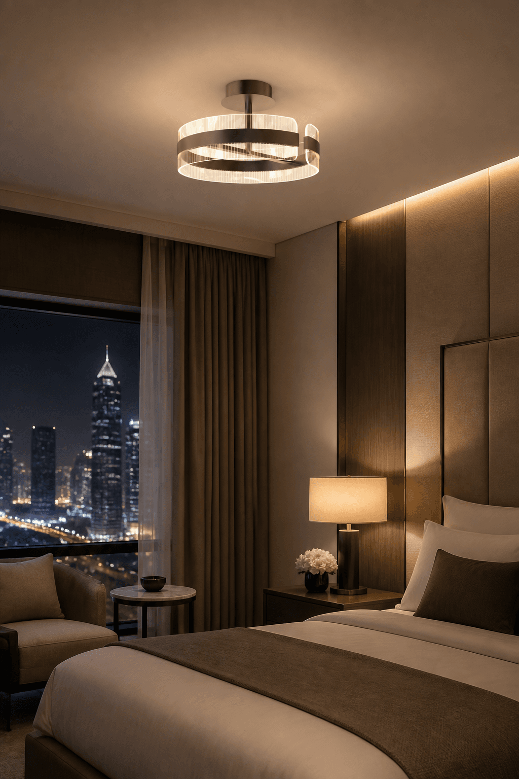 Modern Ceiling Light | Black, White & Gold Flush Mount Light (18W/24W)
