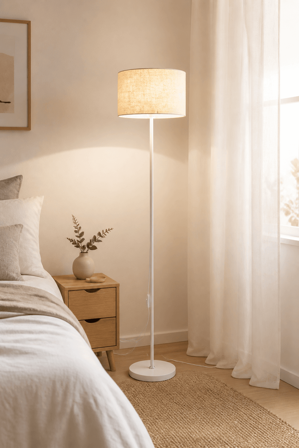 Modern Minimalist Fabric Shade Floor Lamp – Nordic Standing Corner Light (FS-360)