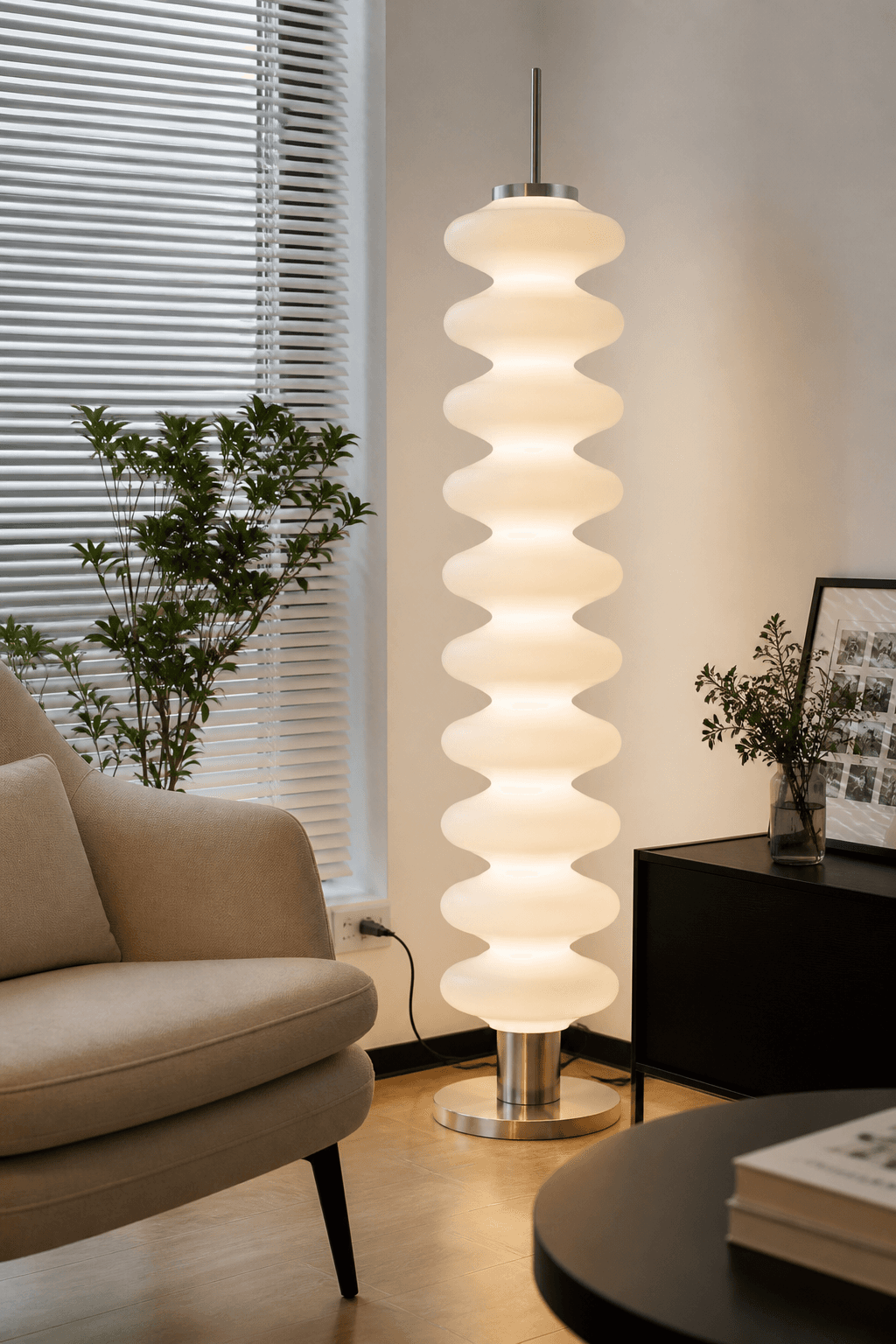 Modern Wave Curved Acrylic Floor Lamp – Minimalist LED Standing Light