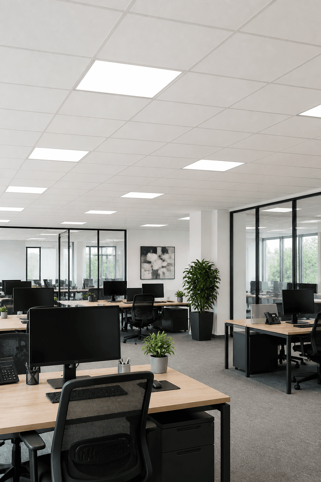 60x30 Slim Rectangular LED Panel Light – 40W Commercial Grid Ceiling Fixture for Armstrong Systems