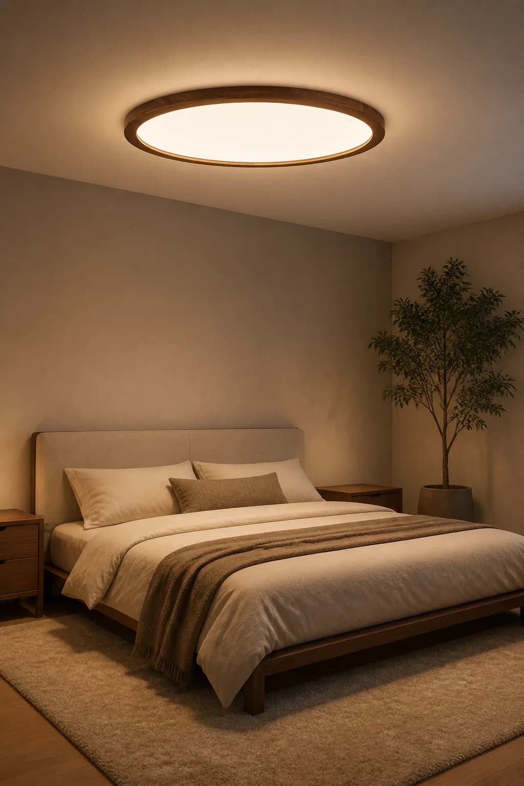 dust-proof ltra-Thin Black Walnut LED Ceiling Light | High CRI 98