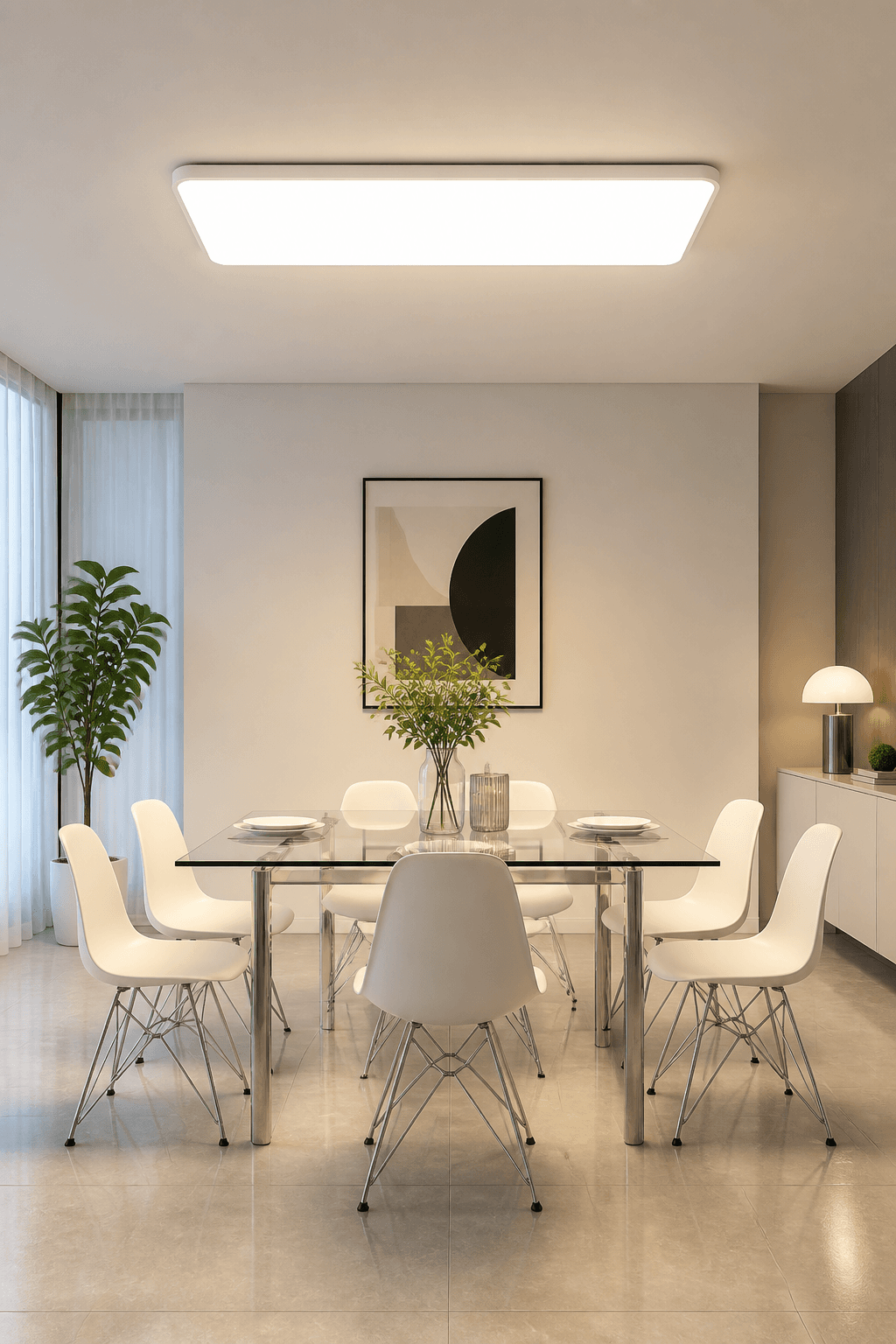 White Square LED Ceiling Light with Integrated Dust & Insect-Proof Design