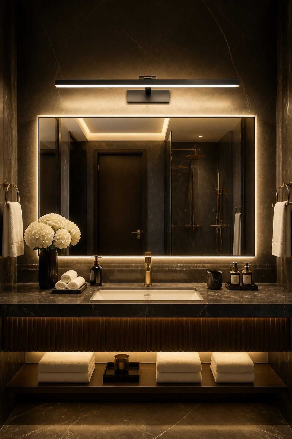Architectural Linear LED Vanity Light | Slim Tri-Color Mirror Light