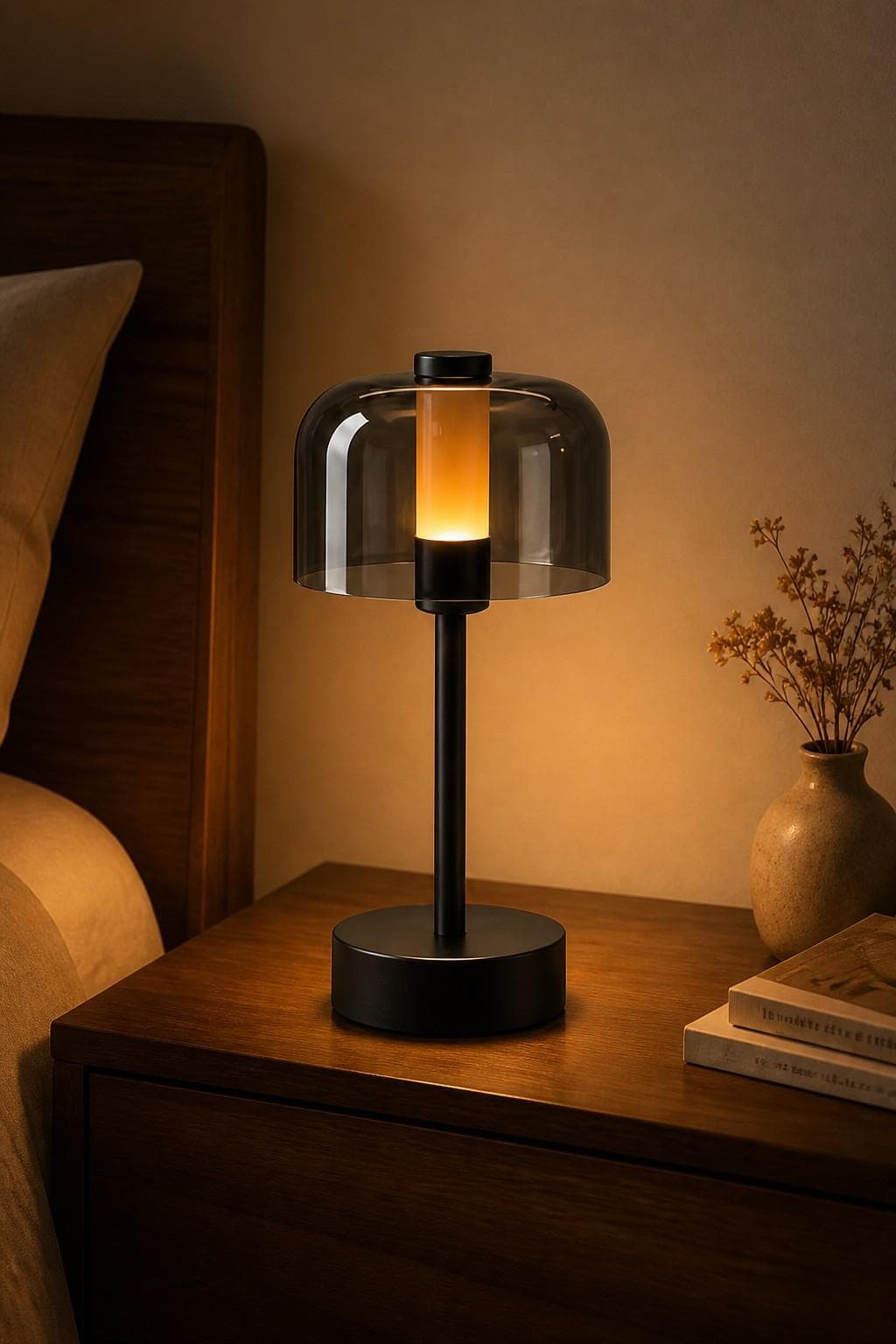 Modern Mushroom Rechargeable LED Table Lamp with 3-Color CCT & Touch Control