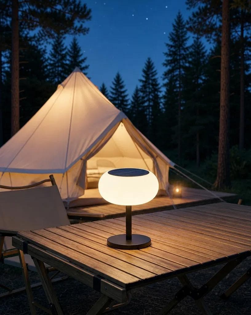 Solar & USB Rechargeable Outdoor LED Table Lamp with IP54 Waterproof