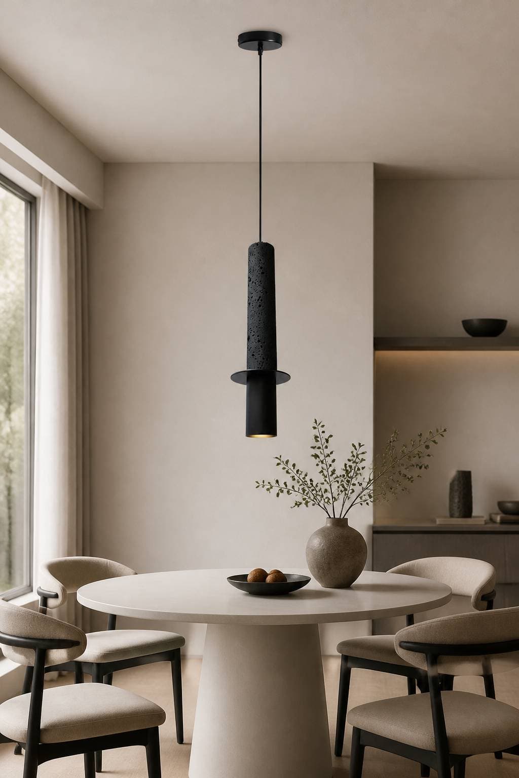 Layered Black Cement COB Pendant Light with Gold Accent – PDL-01O