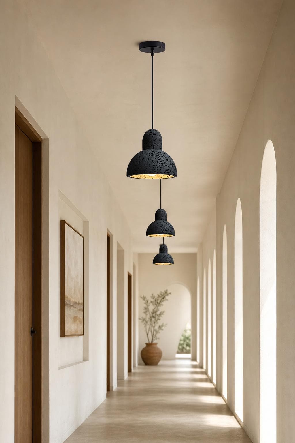 Rounded Black Textured Cement Pendant Light – PDL-02A