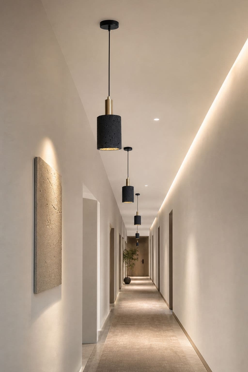 Black and Gold Travertine Look Cement Pendant Light – PDL-02C