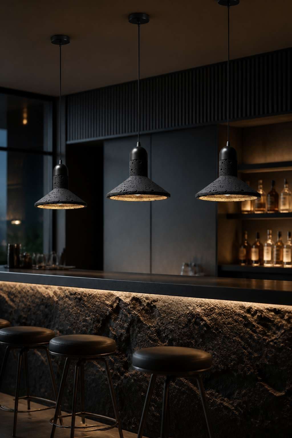 Black Textured Cement Bell Pendant Light – PDL-03H
