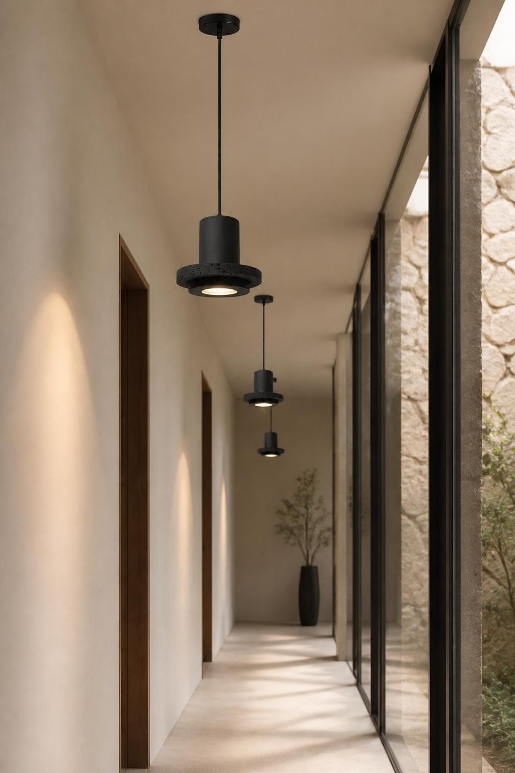 Black Flange-Shaped Cement Pendant Light – PDL-04J