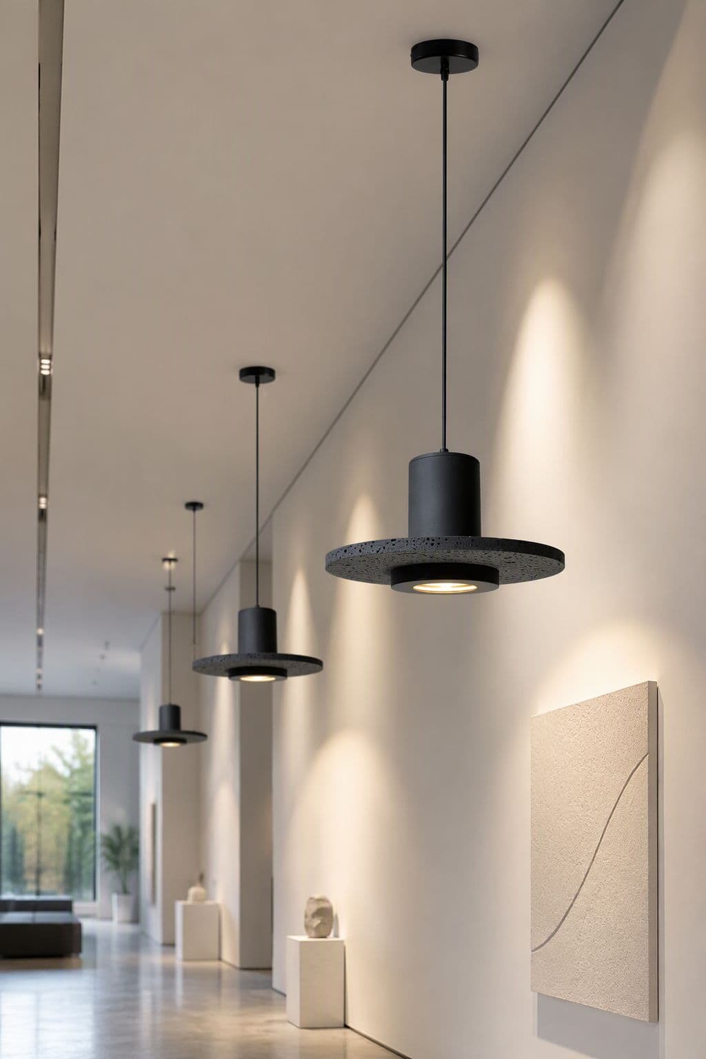 Large Black Disc Cement Pendant Light for Dining Room & Hotel Projects – PDL-04K