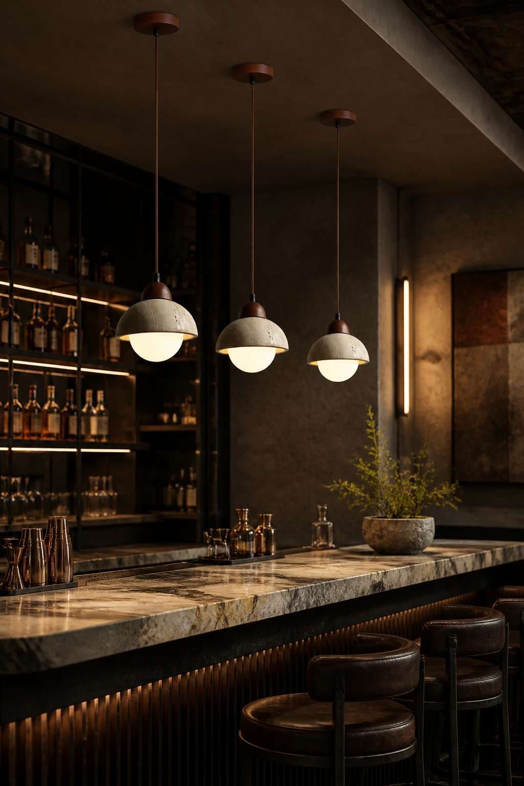 Yellow Mushroom Cement Pendant Light with Walnut Wood for Dining Room & Bedside – PDL-06Bining Room & Bedside