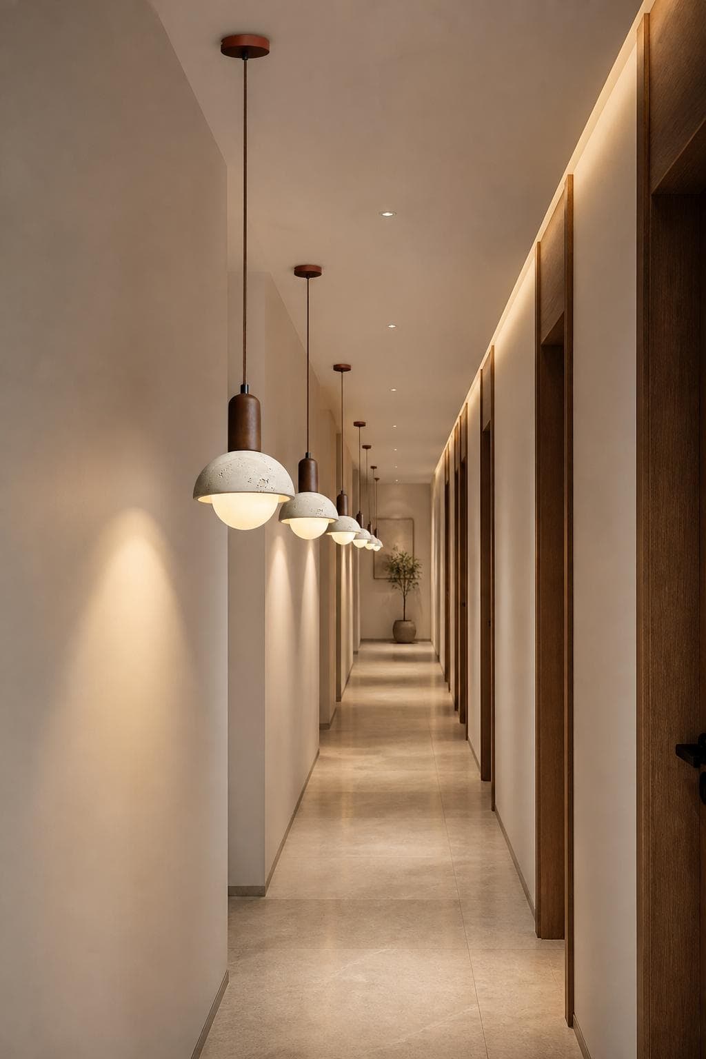 Tiered Yellow Cement Pendant Light with Walnut Wood for Dining Room & Bedside – PDL-06C
