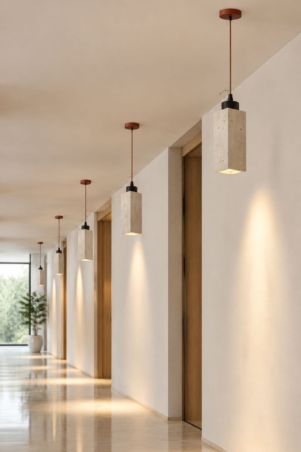 Yellow Travertine-Look Cylindrical Pendant Light for Kitchen Islands & Hotel Interiors – PDL-09O