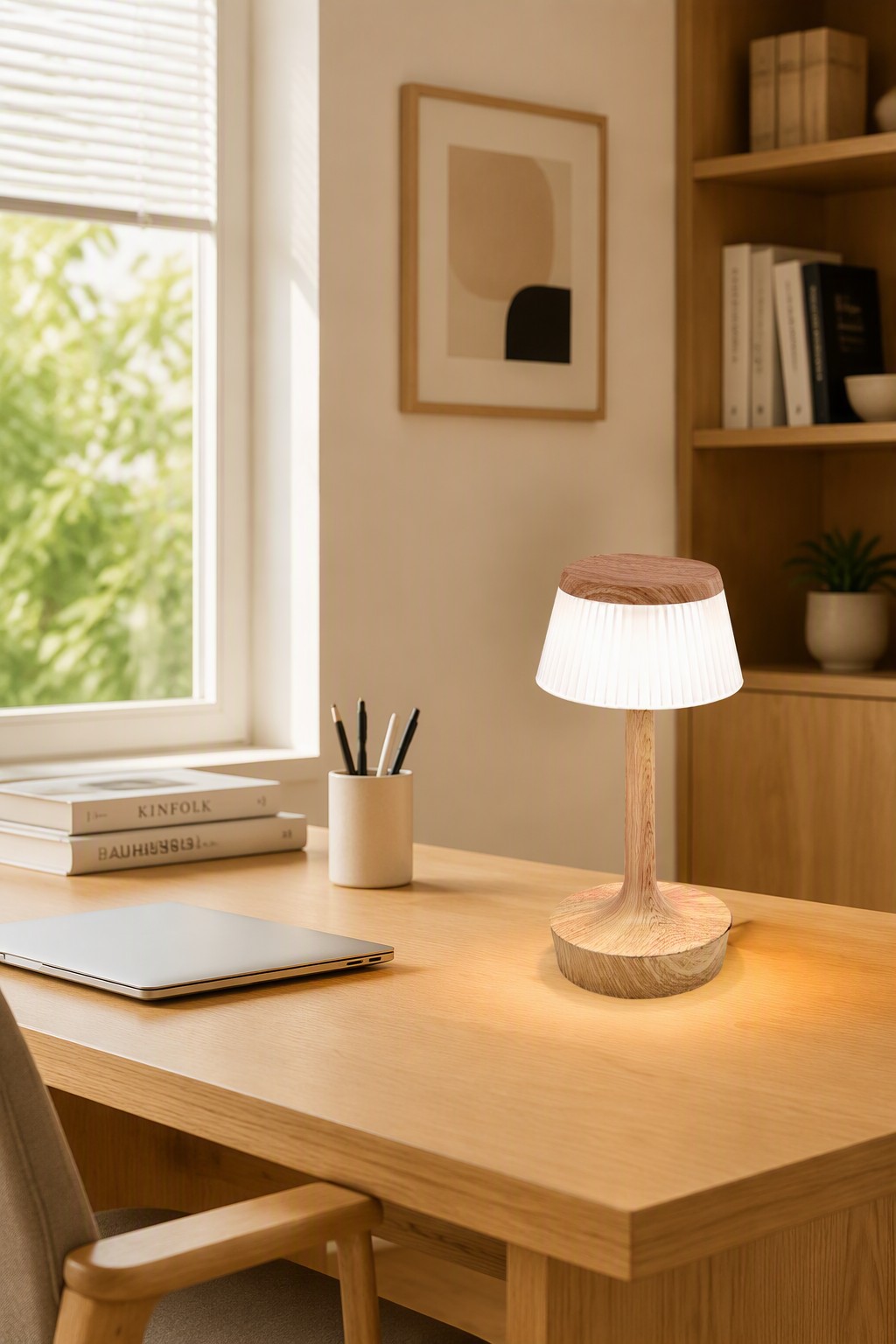 Nordic Wood Grain Pleated Desk Lamp for Modern Office Study.jpg
